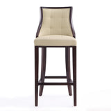 Manhattan Comfort Fifth Avenue Traditional Bar Stool (Set of 3) Cream and Walnut 3-BS007-CR