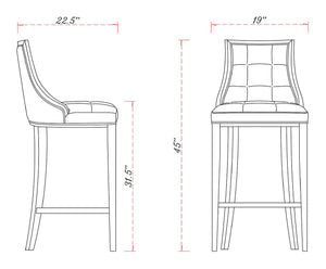 Manhattan Comfort Fifth Avenue Traditional Bar Stool (Set of 3) Light Grey 3-BS007-LG