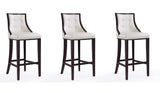 Manhattan Comfort Fifth Avenue Traditional Bar Stool (Set of 3) Pearl White and Walnut 3-BS007-PW