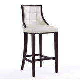 Manhattan Comfort Fifth Avenue Traditional Bar Stool (Set of 3) Pearl White and Walnut 3-BS007-PW