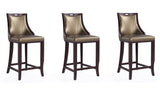 Manhattan Comfort Emperor Traditional Bar Stool (Set of 3) Bronze and Walnut 3-BS008-BZ