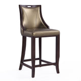 Manhattan Comfort Emperor Traditional Bar Stool (Set of 3) Bronze and Walnut 3-BS008-BZ