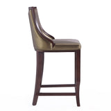 Manhattan Comfort Emperor Traditional Bar Stool (Set of 3) Bronze and Walnut 3-BS008-BZ