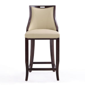 Manhattan Comfort Emperor Traditional Bar Stool (Set of 3) Cream and Walnut 3-BS008-CR