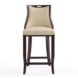 Manhattan Comfort Emperor Traditional Bar Stool (Set of 3) Cream and Walnut 3-BS008-CR