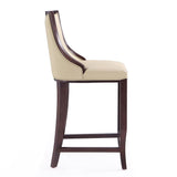 Manhattan Comfort Emperor Traditional Bar Stool (Set of 3) Cream and Walnut 3-BS008-CR