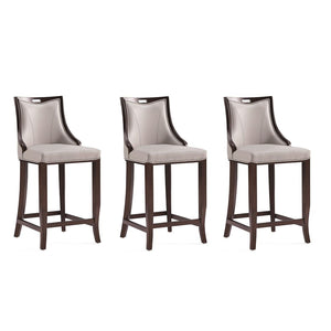 Manhattan Comfort Emperor Traditional Bar Stool (Set of 3) Light Grey 3-BS008-LG
