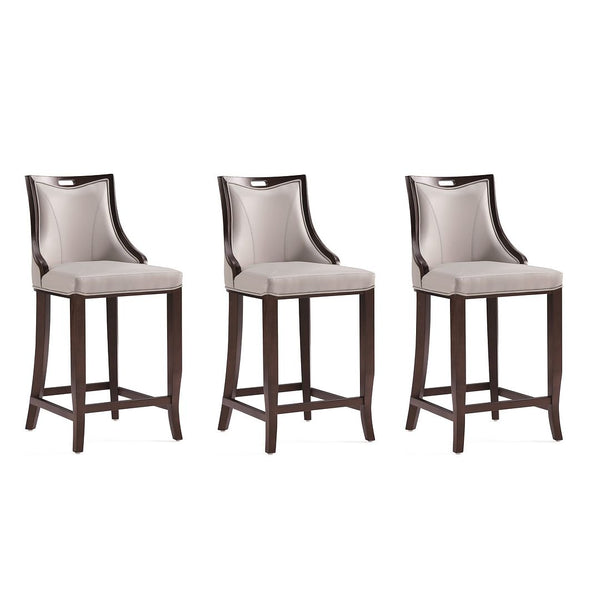 Manhattan Comfort Emperor Traditional Bar Stool (Set of 3) Light Grey 3-BS008-LG