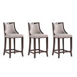 Manhattan Comfort Emperor Traditional Bar Stool (Set of 3) Light Grey 3-BS008-LG