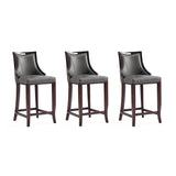 Manhattan Comfort Emperor Traditional Bar Stool (Set of 3) Pebble Grey 3-BS008-PE