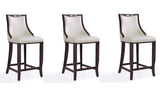 Manhattan Comfort Emperor Traditional Bar Stool (Set of 3) Pearl White and Walnut 3-BS008-PW