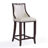 Manhattan Comfort Emperor Traditional Bar Stool (Set of 3) Pearl White and Walnut 3-BS008-PW