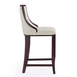 Manhattan Comfort Emperor Traditional Bar Stool (Set of 3) Pearl White and Walnut 3-BS008-PW