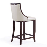 Manhattan Comfort Emperor Traditional Bar Stool (Set of 3) Pearl White and Walnut 3-BS008-PW