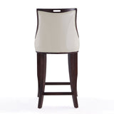 Manhattan Comfort Emperor Traditional Bar Stool (Set of 3) Pearl White and Walnut 3-BS008-PW