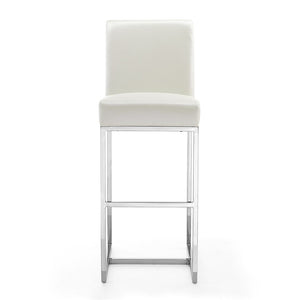 Manhattan Comfort Element Modern Bar Stool (Set of 3) Pearl White and Polished Chrome 3-BS010-PW