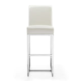 Manhattan Comfort Element Modern Bar Stool (Set of 3) Pearl White and Polished Chrome 3-BS010-PW