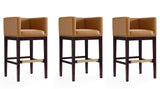 Manhattan Comfort Kingsley Mid-Century Modern Bar Stool (Set of 3) Camel and Dark Walnut 3-BS012-CL