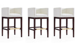 Manhattan Comfort Kingsley Mid-Century Modern Bar Stool (Set of 3) Ivory and Dark Walnut 3-BS012-IV