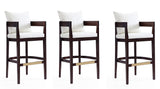 Manhattan Comfort Ritz Mid-Century Modern Bar Stool (Set of 3) Ivory and Dark Walnut 3-BS013-IV