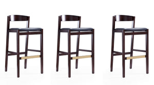 Manhattan Comfort Klismos Mid-Century Modern Bar Stool (Set of 3) Black and Dark Walnut 3-BS014-BK