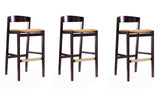 Manhattan Comfort Klismos Mid-Century Modern Bar Stool (Set of 3) Camel and Dark Walnut 3-BS014-CL