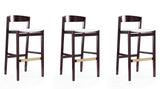 Manhattan Comfort Klismos Mid-Century Modern Bar Stool (Set of 3) Ivory and Dark Walnut 3-BS014-IV