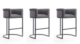 Manhattan Comfort Cosmopolitan Mid-Century Modern Bar Stool (Set of 3) Grey and Black 3-BS015-GY