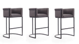 Manhattan Comfort Cosmopolitan Mid-Century Modern Bar Stool (Set of 3) Pebble and Black 3-BS015-PE