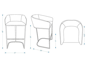 Louvre Barstool in Black- Set of 3 3-BS016-BK Manhattan Comfort