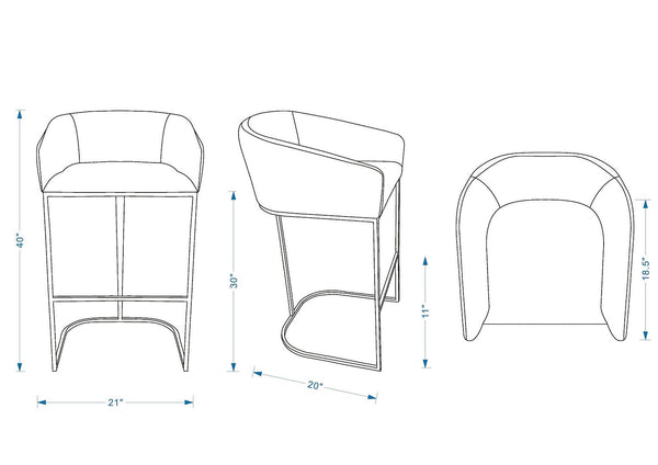 Louvre Barstool in Black- Set of 3 3-BS016-BK Manhattan Comfort