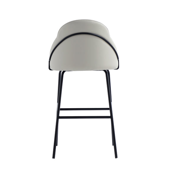 Manhattan Comfort Gracie Leatherette Barstool With Sculpted Curves And Steel Legs For Elegant Dining Spaces Stone And Black Steel 3-bs022-bst