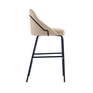 Manhattan Comfort Gracie Leatherette Barstool With Sculpted Curves And Steel Legs For Elegant Dining Spaces Tan And Black Steel 3-bs022-btn