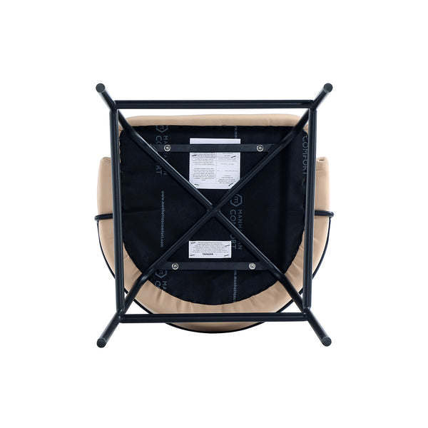 Manhattan Comfort Gracie Leatherette Barstool With Sculpted Curves And Steel Legs For Elegant Dining Spaces Tan And Black Steel 3-bs022-btn