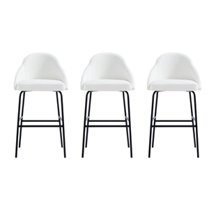Manhattan Comfort Gracie Leatherette Barstool With Sculpted Curves And Steel Legs For Elegant Dining Spaces White And Black Steel 3-bs022-bwh