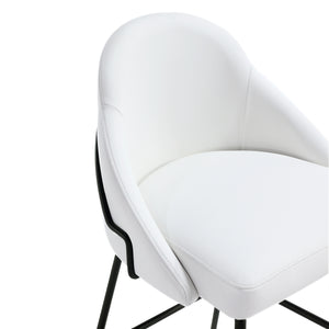 Manhattan Comfort Gracie Leatherette Barstool With Sculpted Curves And Steel Legs For Elegant Dining Spaces White And Black Steel 3-bs022-bwh