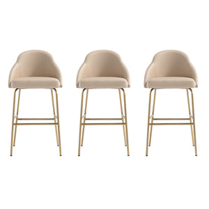 Manhattan Comfort Gracie Leatherette Barstool With Sculpted Curves And Steel Legs For Elegant Dining Spaces Tan And Gold Steel 3-bs022-gtn