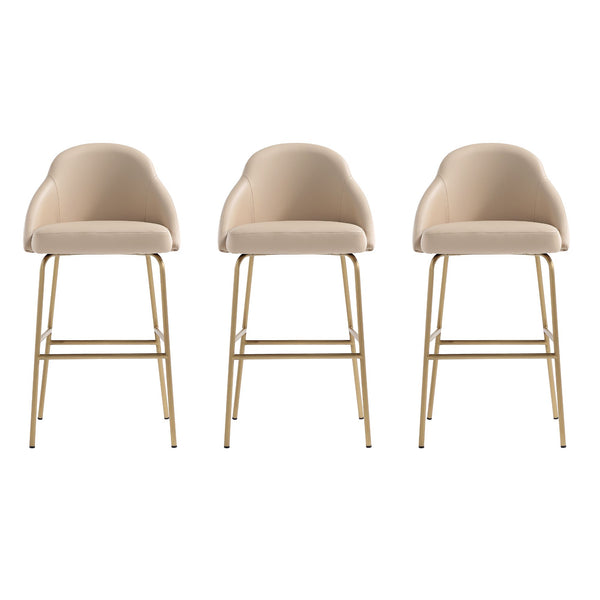 Manhattan Comfort Gracie Leatherette Barstool With Sculpted Curves And Steel Legs For Elegant Dining Spaces Tan And Gold Steel 3-bs022-gtn