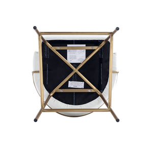 Manhattan Comfort Gracie Leatherette Barstool With Sculpted Curves And Steel Legs For Elegant Dining Spaces White And Gold Steel 3-bs022-gwh