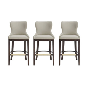Manhattan Comfort Blair Leatherette Barstool Set Of 3 With Stylish Beech Wood Legs And Elegant Gold Footrest Stone Beech Wood 3-bs023-st