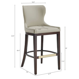 Manhattan Comfort Blair Leatherette Barstool Set Of 3 With Stylish Beech Wood Legs And Elegant Gold Footrest Stone Beech Wood 3-bs023-st