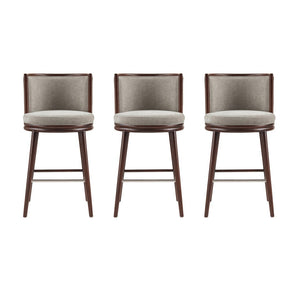 Manhattan Comfort Evalyn Elegant Chenille Barstool Set With Beech Wood Legs - Perfect For Modern Home Decor And Comfort Dove Beech Wood 3-bs024-do