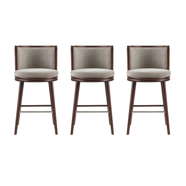 Manhattan Comfort Evalyn Elegant Chenille Barstool Set With Beech Wood Legs - Perfect For Modern Home Decor And Comfort Dove Beech Wood 3-bs024-do