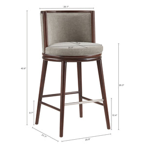 Manhattan Comfort Evalyn Elegant Chenille Barstool Set With Beech Wood Legs - Perfect For Modern Home Decor And Comfort Dove Beech Wood 3-bs024-do