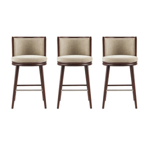 Manhattan Comfort Evalyn Elegant Chenille Barstool Set With Beech Wood Legs - Perfect For Modern Home Decor And Comfort Natural Beech Wood 3-bs024-na