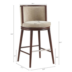 Manhattan Comfort Evalyn Elegant Chenille Barstool Set With Beech Wood Legs - Perfect For Modern Home Decor And Comfort Natural Beech Wood 3-bs024-na