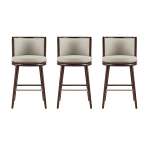 Manhattan Comfort Evalyn Elegant Chenille Barstool Set With Beech Wood Legs - Perfect For Modern Home Decor And Comfort Stone Beech Wood 3-bs024-st