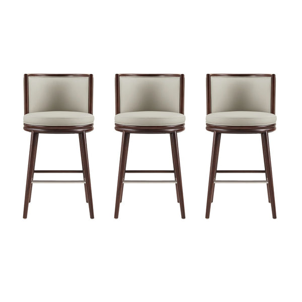 Manhattan Comfort Evalyn Elegant Chenille Barstool Set With Beech Wood Legs - Perfect For Modern Home Decor And Comfort Stone Beech Wood 3-bs024-st