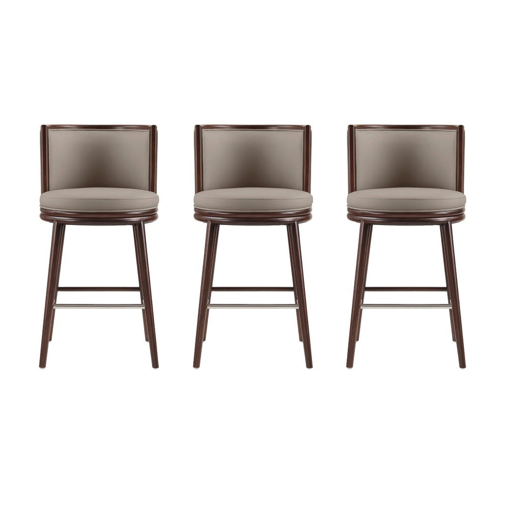 Manhattan Comfort Evalyn Elegant Chenille Barstool Set With Beech Wood Legs - Perfect For Modern Home Decor And Comfort Taupe Beech Wood 3-bs024-tp