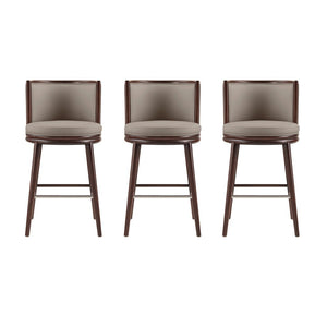 Manhattan Comfort Evalyn Elegant Chenille Barstool Set With Beech Wood Legs - Perfect For Modern Home Decor And Comfort Taupe Beech Wood 3-bs024-tp